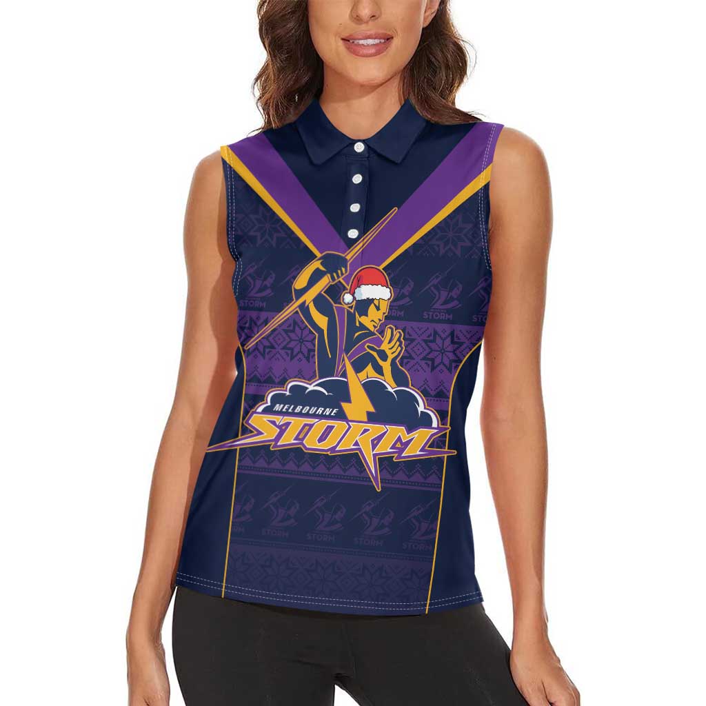 NRL Storm Christmas Custom Women Sleeveless Polo Shirt Minimalism Style