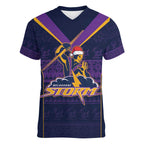 NRL Storm Christmas Custom Women V-Neck T-Shirt Minimalism Style