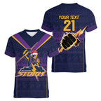 NRL Storm Christmas Custom Women V-Neck T-Shirt Minimalism Style