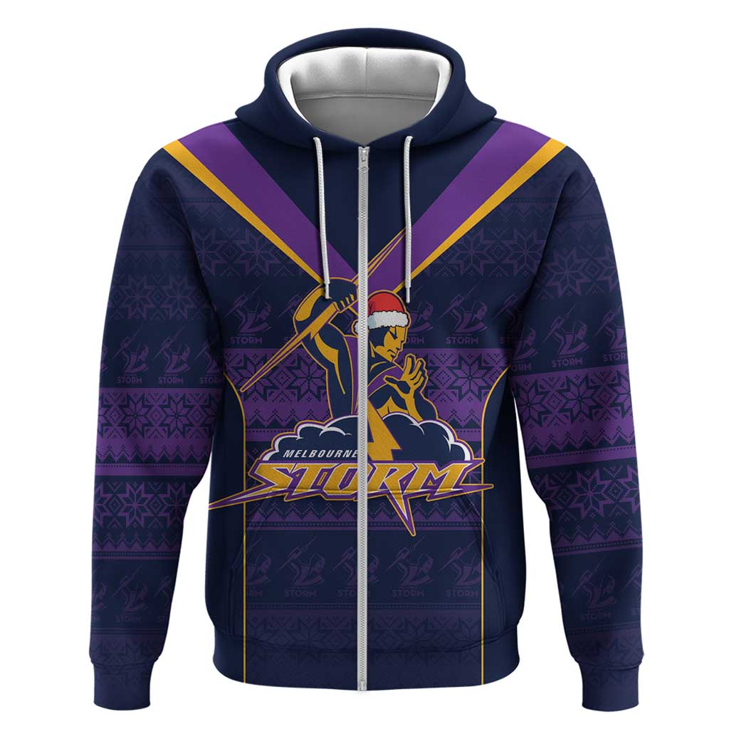 NRL Storm Christmas Custom Zip Hoodie Minimalism Style