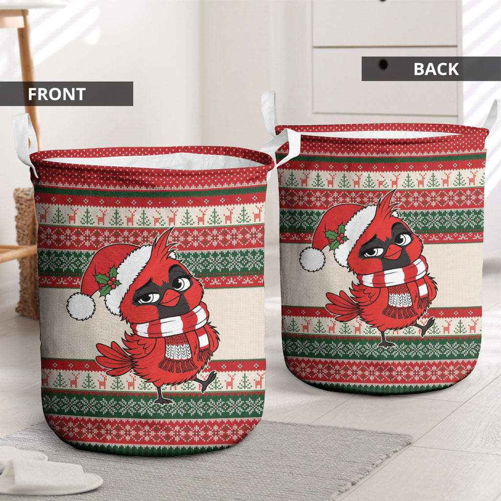 Aussie Cardinal Christmas Laundry Basket Festive Knitted Pattern Inspired