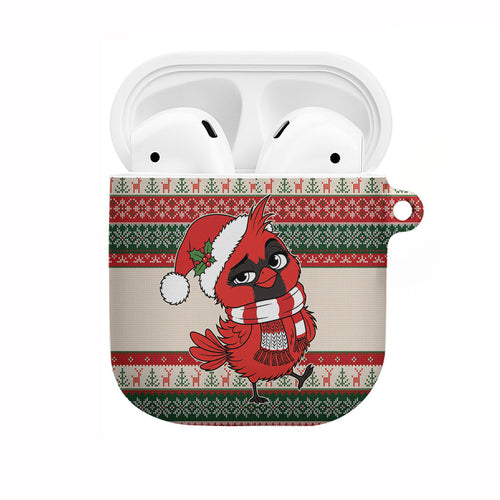 Aussie Cardinal Christmas AirPods Case Festive Knitted Pattern Inspired