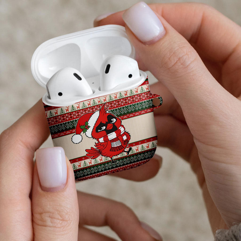 Aussie Cardinal Christmas AirPods Case Festive Knitted Pattern Inspired