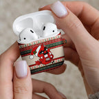 Aussie Cardinal Christmas AirPods Case Festive Knitted Pattern Inspired