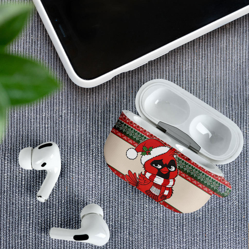 Aussie Cardinal Christmas AirPods Case Festive Knitted Pattern Inspired