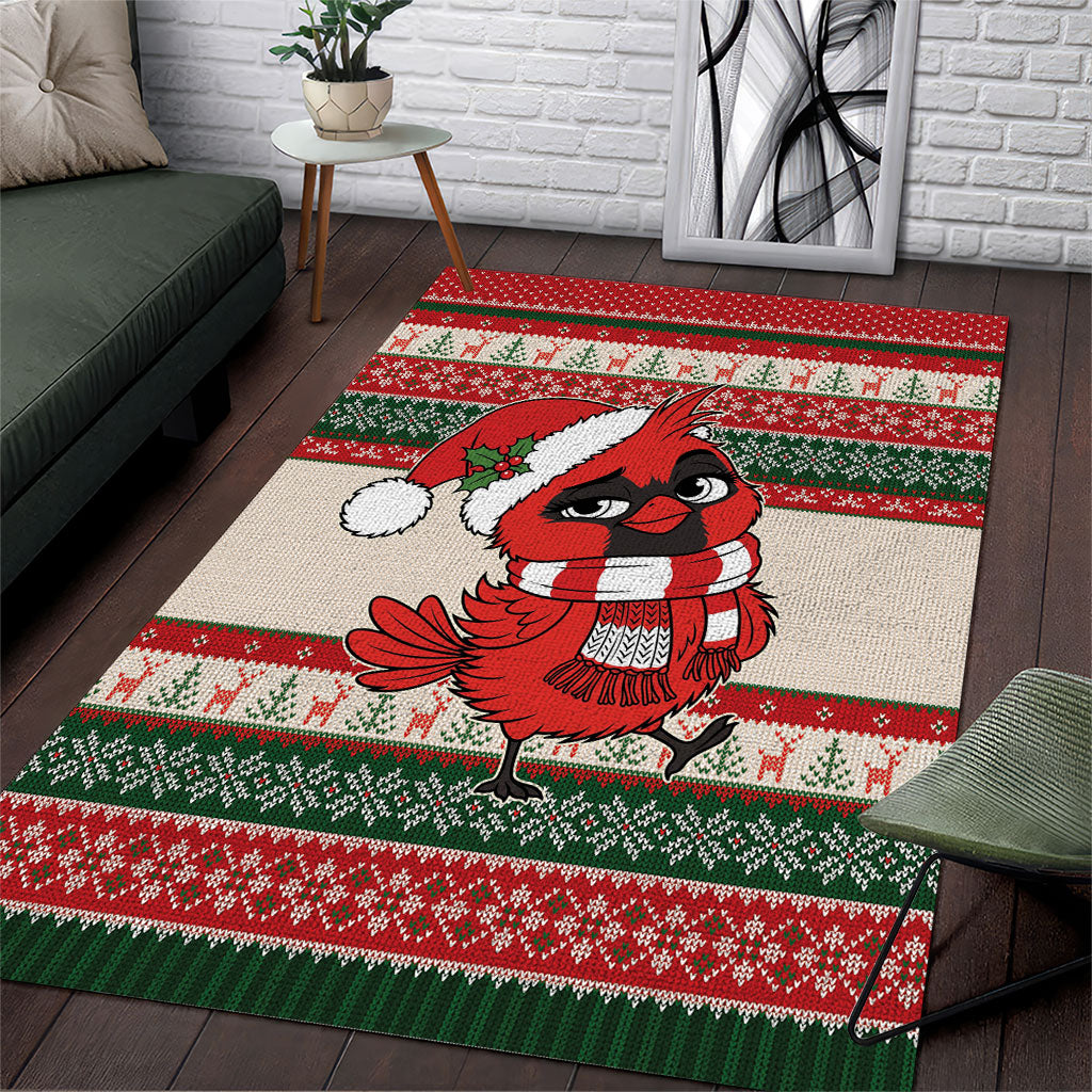 Aussie Cardinal Christmas Area Rug Festive Knitted Pattern Inspired