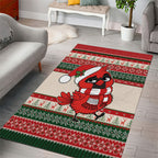 Aussie Cardinal Christmas Area Rug Festive Knitted Pattern Inspired