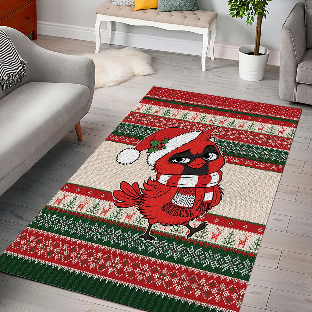 Aussie Cardinal Christmas Area Rug Festive Knitted Pattern Inspired