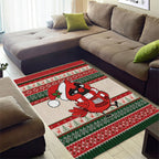 Aussie Cardinal Christmas Area Rug Festive Knitted Pattern Inspired