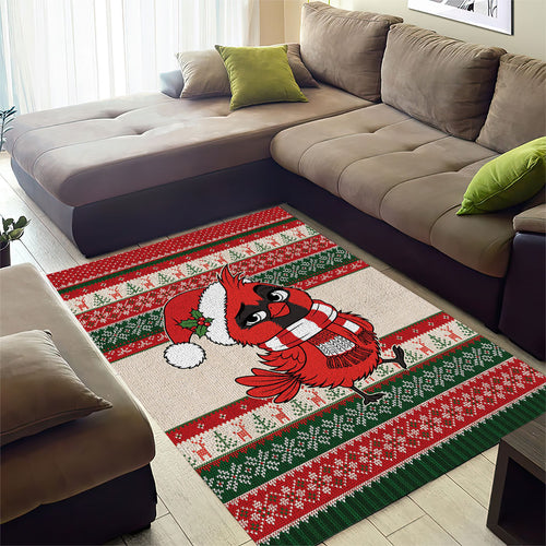 Aussie Cardinal Christmas Area Rug Festive Knitted Pattern Inspired