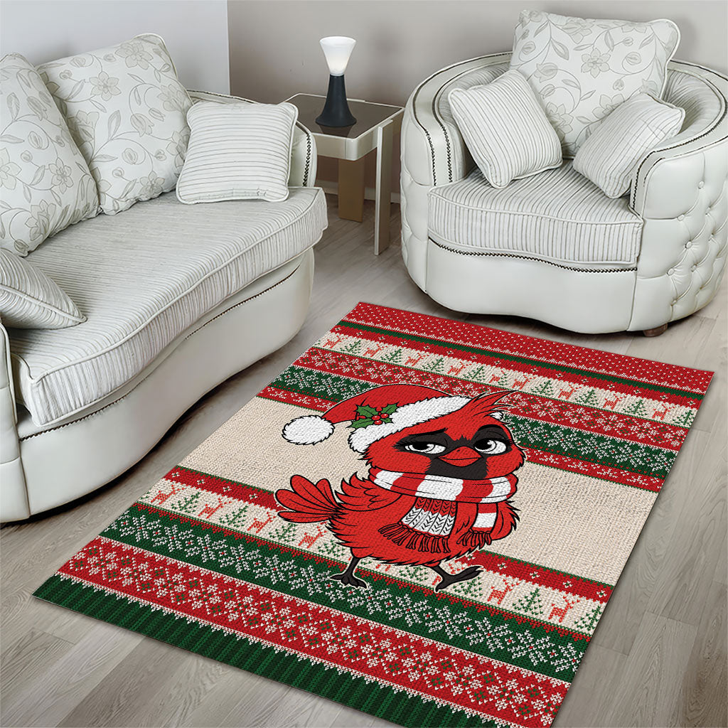 Aussie Cardinal Christmas Area Rug Festive Knitted Pattern Inspired