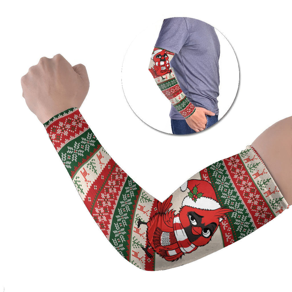 Aussie Cardinal Christmas Arm Sleeves Festive Knitted Pattern Inspired