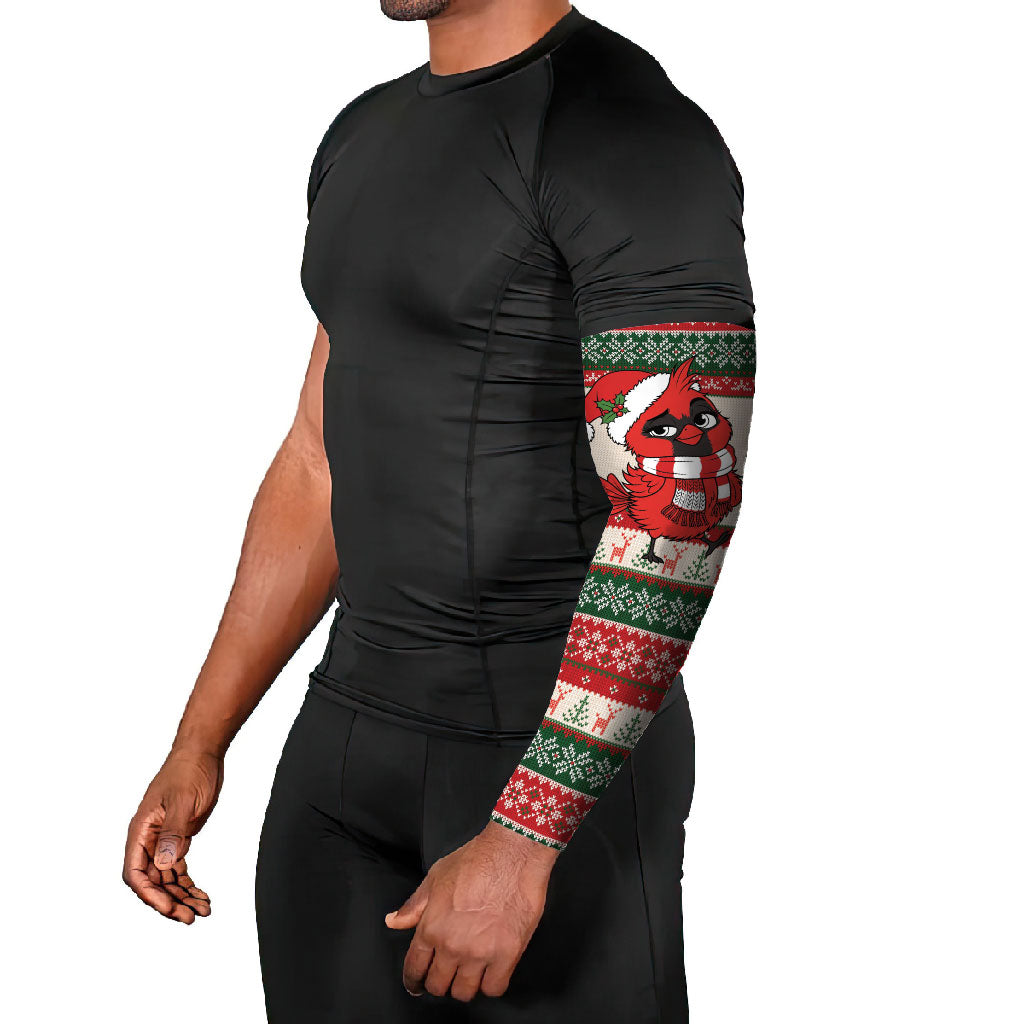 Aussie Cardinal Christmas Arm Sleeves Festive Knitted Pattern Inspired