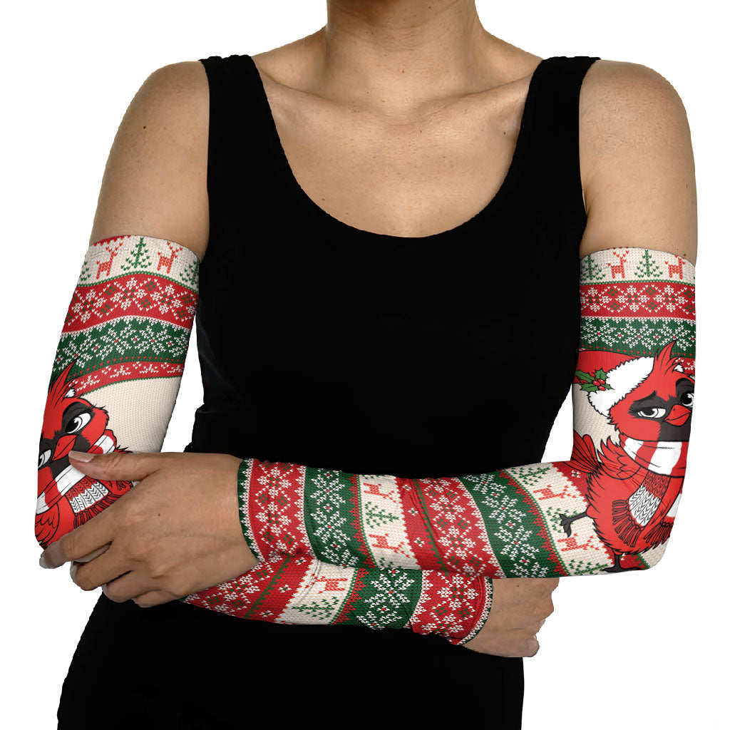 Aussie Cardinal Christmas Arm Sleeves Festive Knitted Pattern Inspired