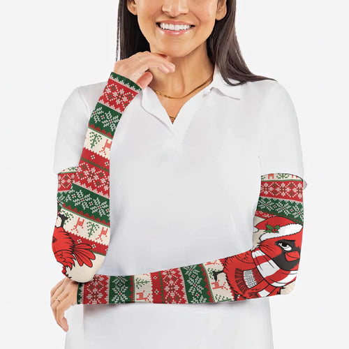 Aussie Cardinal Christmas Arm Sleeves Festive Knitted Pattern Inspired