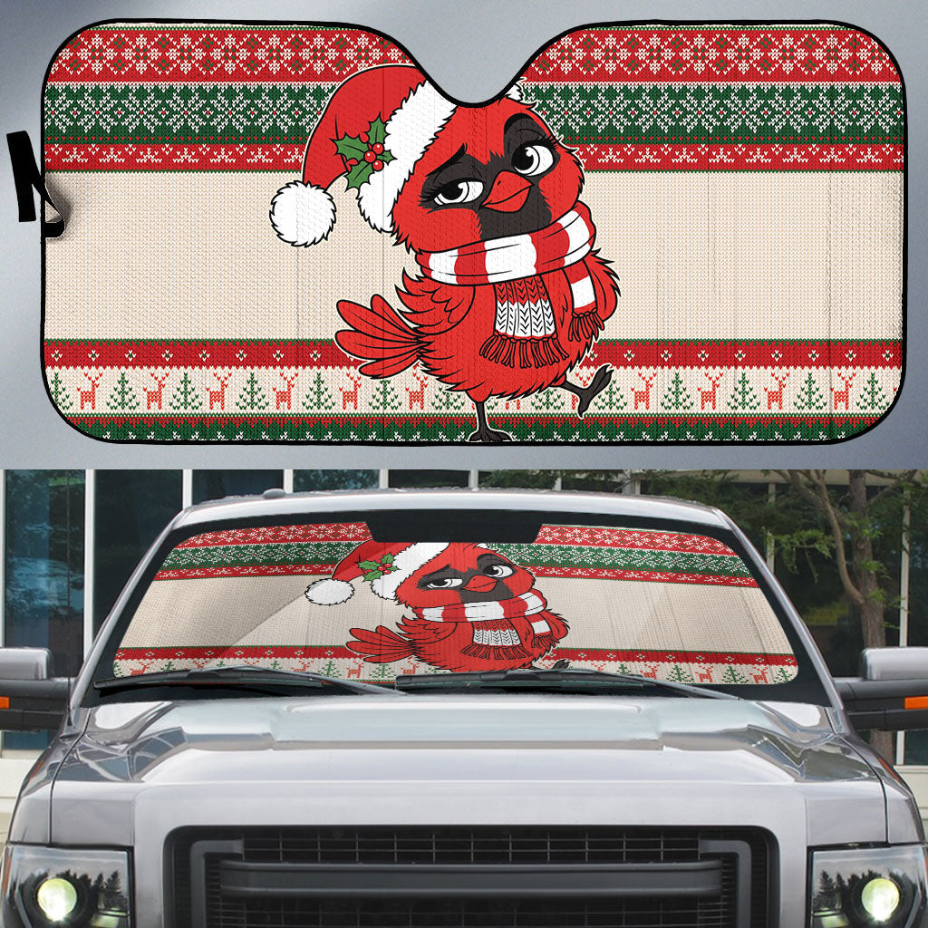 Aussie Cardinal Christmas Auto Sun Shade Festive Knitted Pattern Inspired