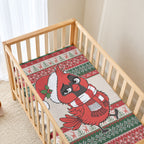 Aussie Cardinal Christmas Baby Bed Cover Festive Knitted Pattern Inspired