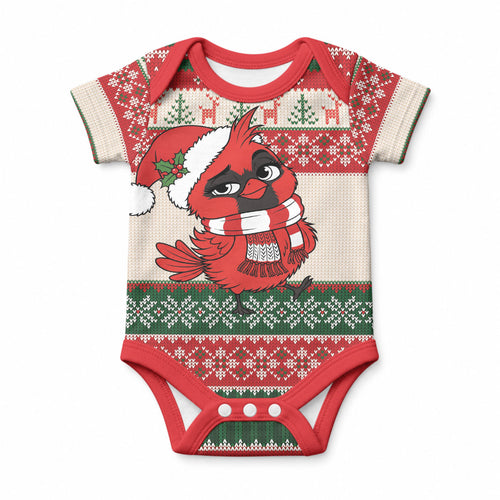 Aussie Cardinal Christmas Baby Onesie Festive Knitted Pattern Inspired