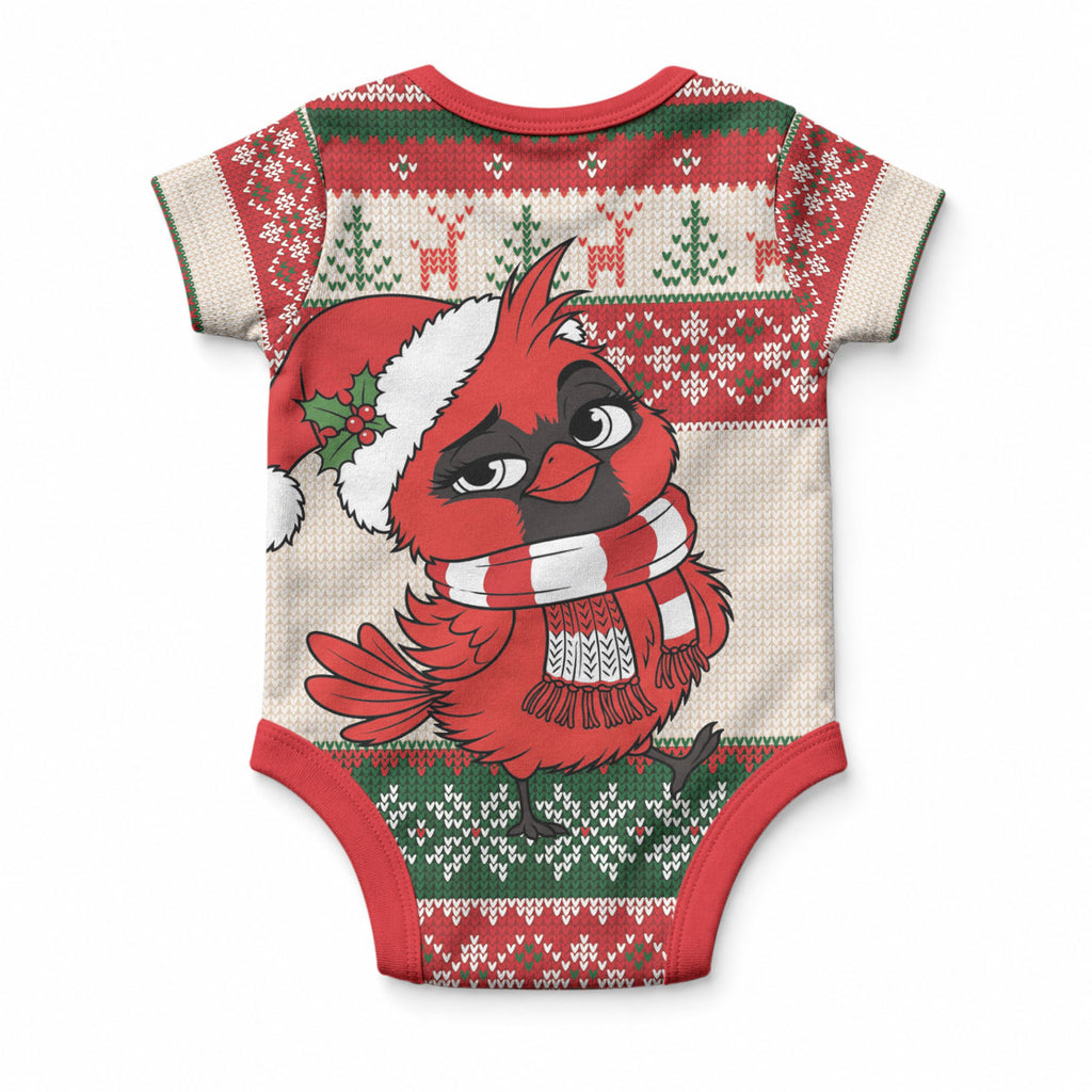 Aussie Cardinal Christmas Baby Onesie Festive Knitted Pattern Inspired