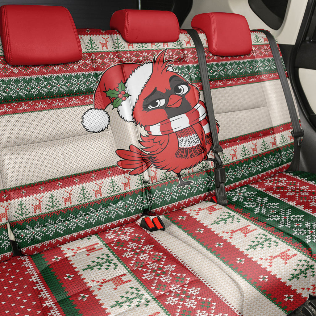 Aussie Cardinal Christmas Back Car Seat Cover Festive Knitted Pattern Inspired