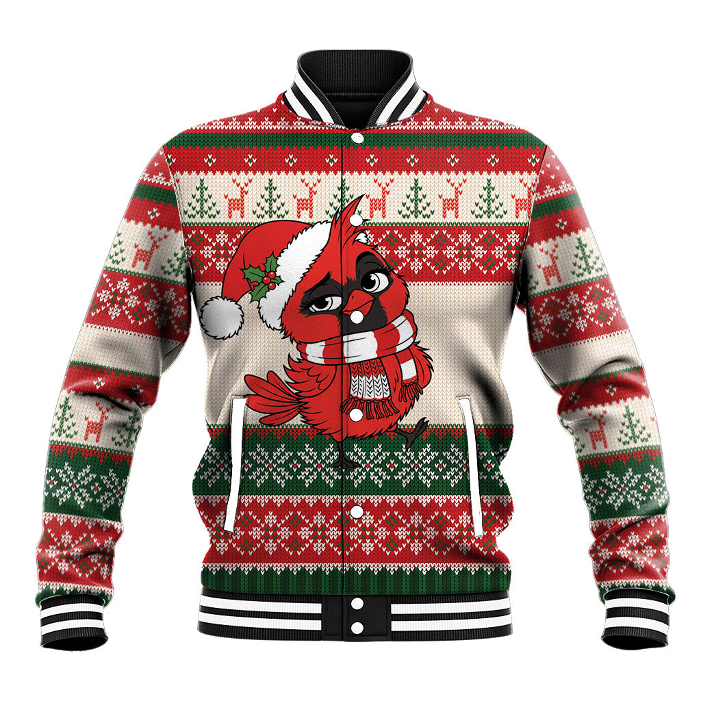 Aussie Cardinal Christmas Baseball Jacket Festive Knitted Pattern Inspired