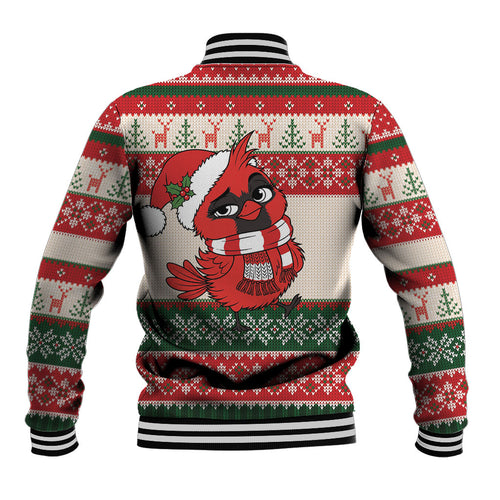 Aussie Cardinal Christmas Baseball Jacket Festive Knitted Pattern Inspired