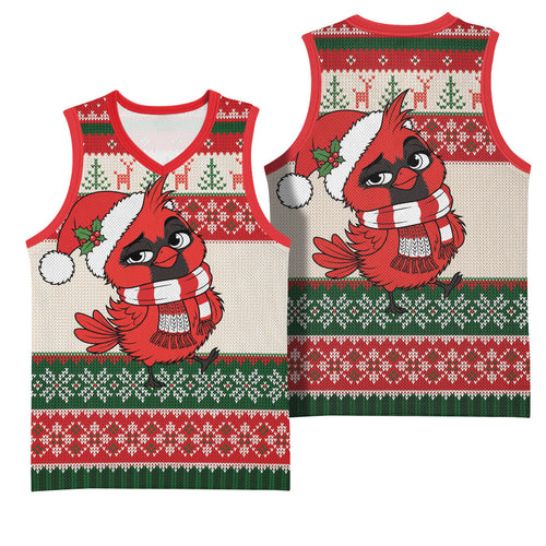 Aussie Cardinal Christmas Basketball Jersey Festive Knitted Pattern Inspired