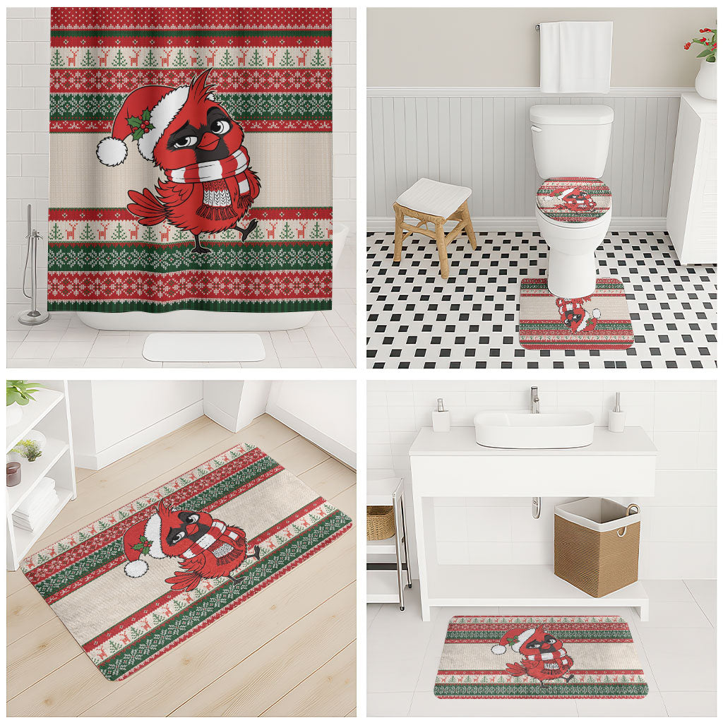 Aussie Cardinal Christmas Bathroom Set Festive Knitted Pattern Inspired
