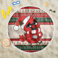 Aussie Cardinal Christmas Beach Blanket Festive Knitted Pattern Inspired