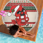 Aussie Cardinal Christmas Beach Blanket Festive Knitted Pattern Inspired