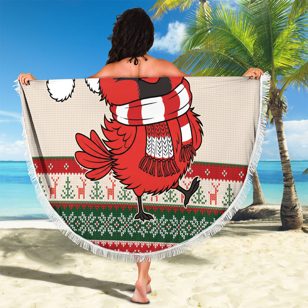 Aussie Cardinal Christmas Beach Blanket Festive Knitted Pattern Inspired
