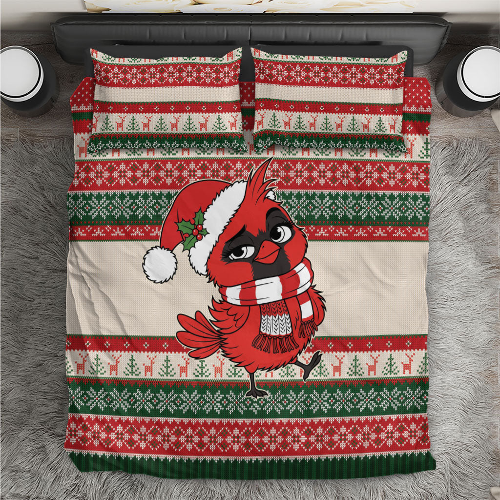 Aussie Cardinal Christmas Bedding Set Festive Knitted Pattern Inspired
