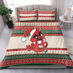 Aussie Cardinal Christmas Bedding Set Festive Knitted Pattern Inspired
