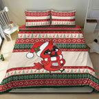 Aussie Cardinal Christmas Bedding Set Festive Knitted Pattern Inspired