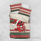 Aussie Cardinal Christmas Bedding Set Festive Knitted Pattern Inspired