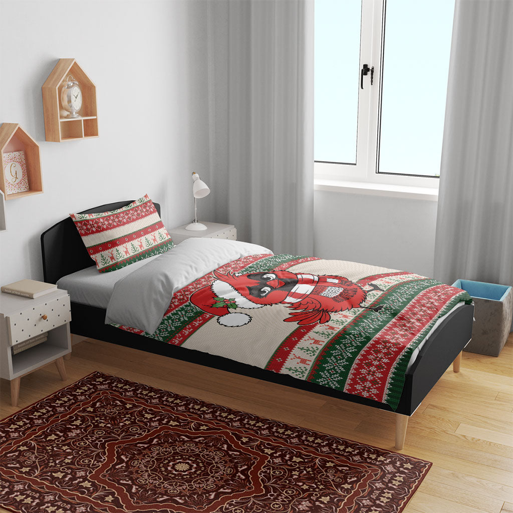 Aussie Cardinal Christmas Bedding Set Festive Knitted Pattern Inspired