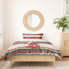 Aussie Cardinal Christmas Bedding Set Festive Knitted Pattern Inspired