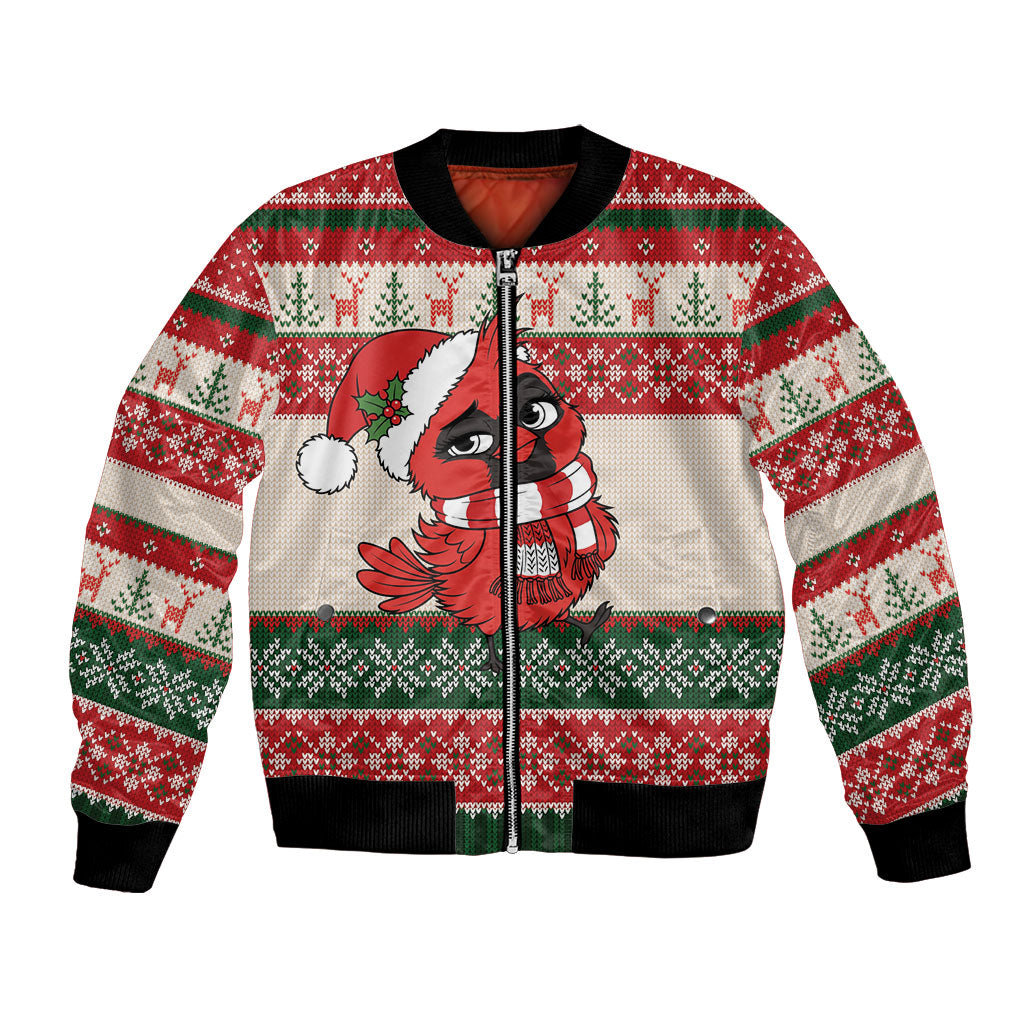Aussie Cardinal Christmas Bomber Jacket Festive Knitted Pattern Inspired