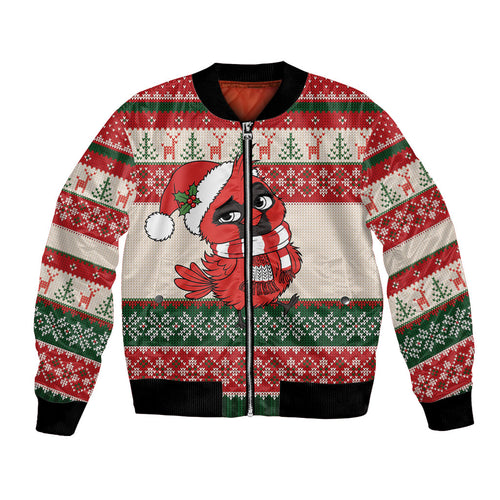 Aussie Cardinal Christmas Bomber Jacket Festive Knitted Pattern Inspired