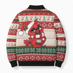 Aussie Cardinal Christmas Bomber Puffer Jacket Festive Knitted Pattern Inspired
