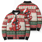 Aussie Cardinal Christmas Bomber Puffer Jacket Festive Knitted Pattern Inspired