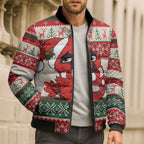 Aussie Cardinal Christmas Bomber Puffer Jacket Festive Knitted Pattern Inspired