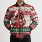 Aussie Cardinal Christmas Bomber Puffer Jacket Festive Knitted Pattern Inspired