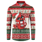 Aussie Cardinal Christmas Button Sweatshirt Festive Knitted Pattern Inspired