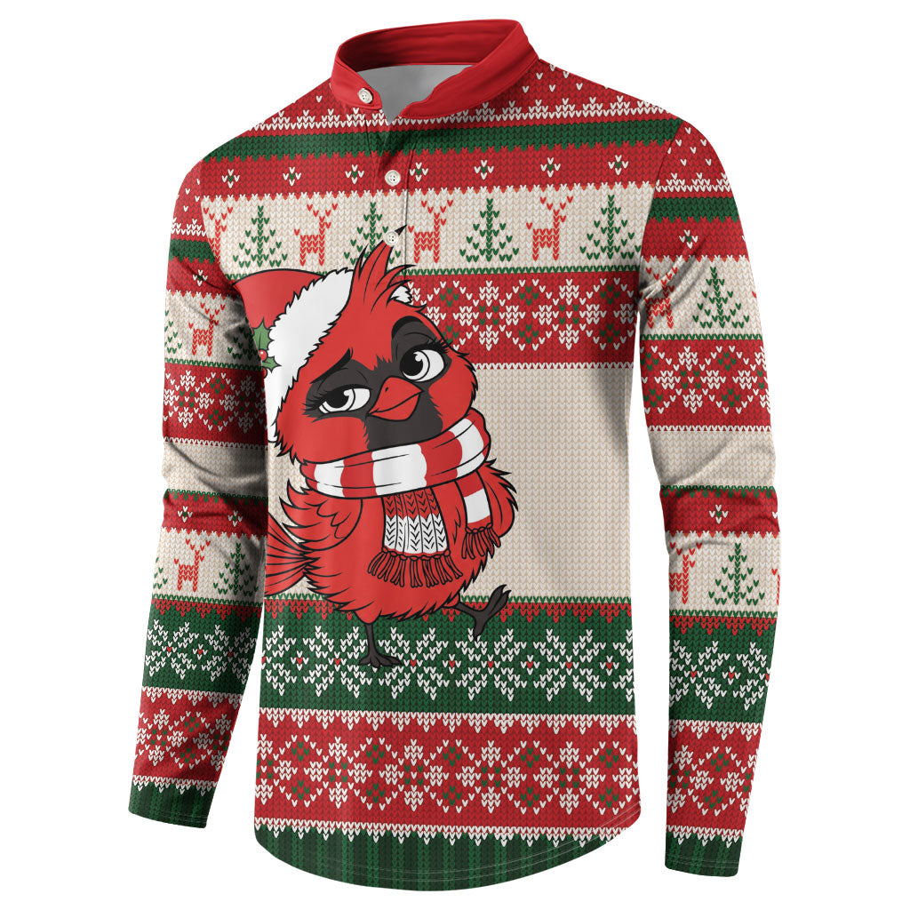 Aussie Cardinal Christmas Button Sweatshirt Festive Knitted Pattern Inspired