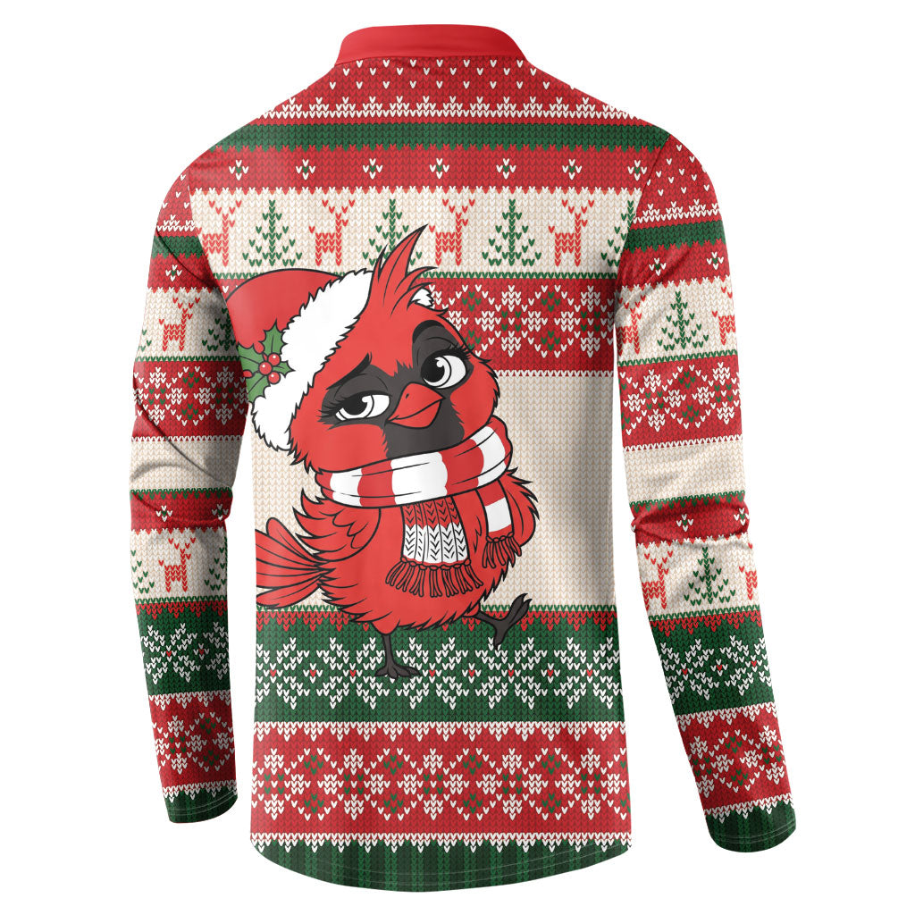 Aussie Cardinal Christmas Button Sweatshirt Festive Knitted Pattern Inspired