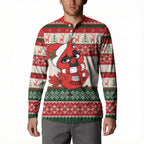 Aussie Cardinal Christmas Button Sweatshirt Festive Knitted Pattern Inspired