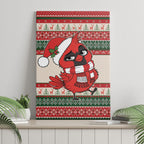 Aussie Cardinal Christmas Canvas Wall Art Festive Knitted Pattern Inspired
