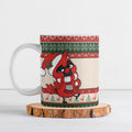 Aussie Cardinal Christmas Ceramic Mug Festive Knitted Pattern Inspired