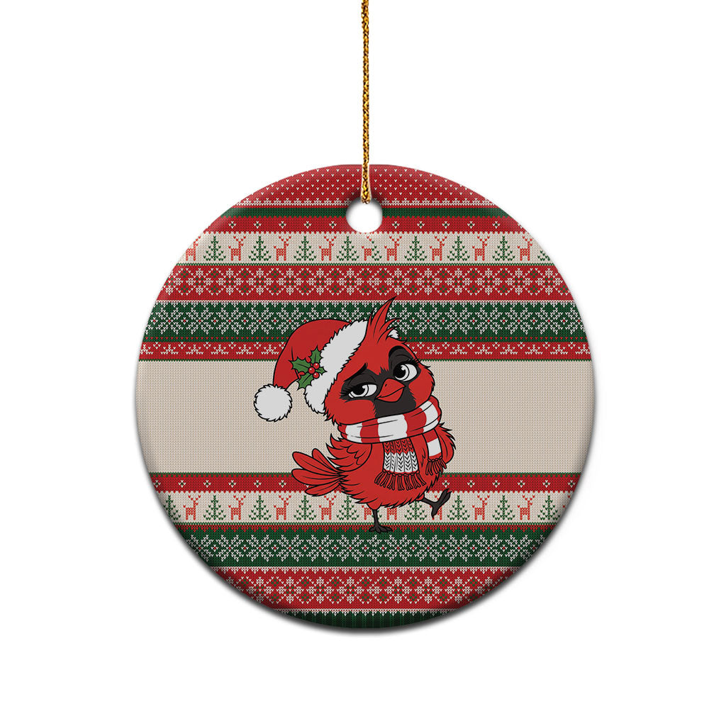 Aussie Cardinal Christmas Ceramic Ornament Festive Knitted Pattern Inspired